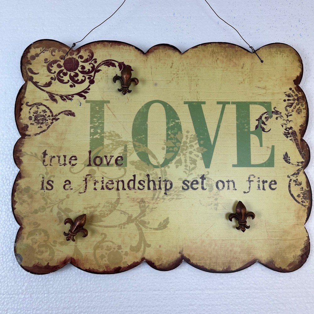 Decorative Love Friendship Sign Metal‎ Wall Art 10"x14" Rustic Farmhouse